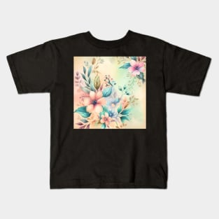 Springtime Watercolor Flowers Kids T-Shirt